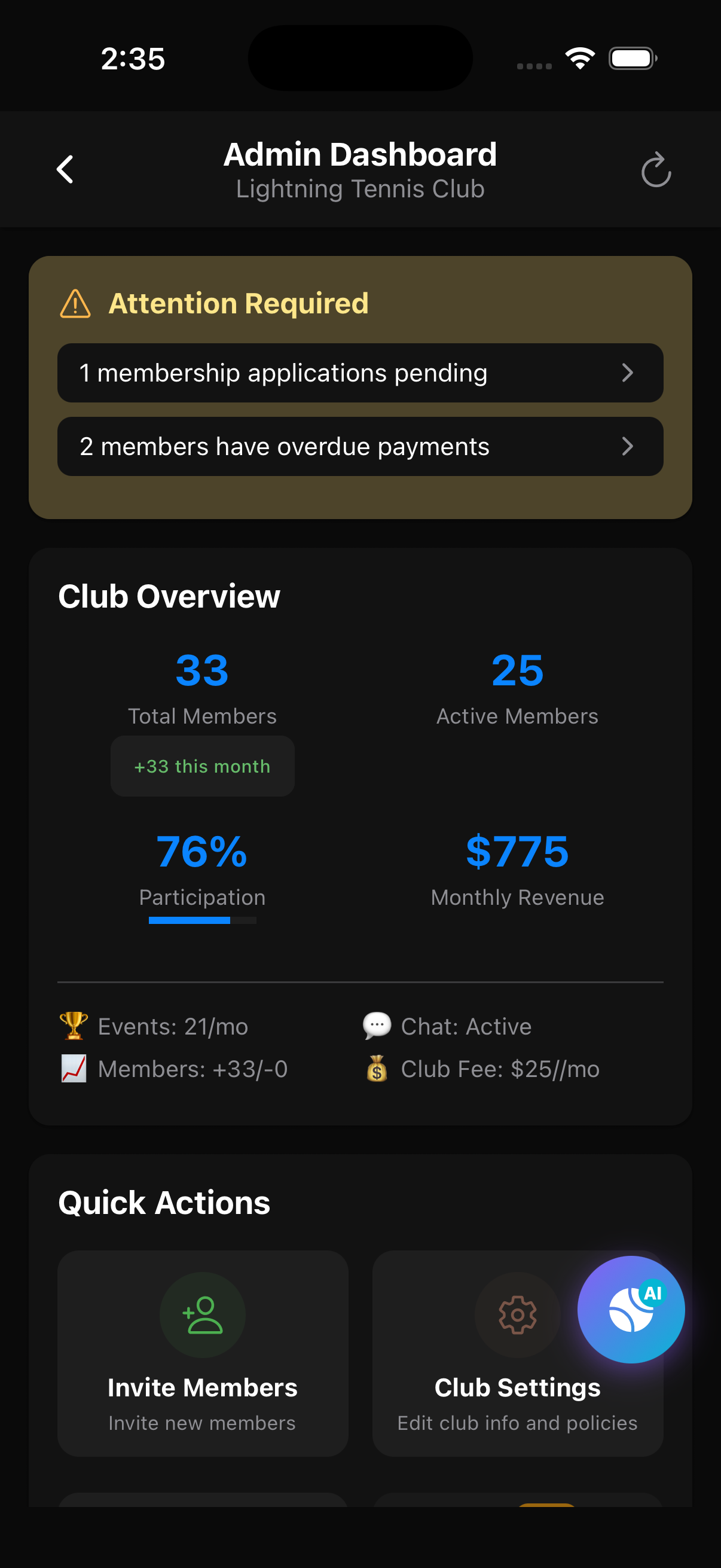 Admin Dashboard - Member Approval, Meetup Creation
