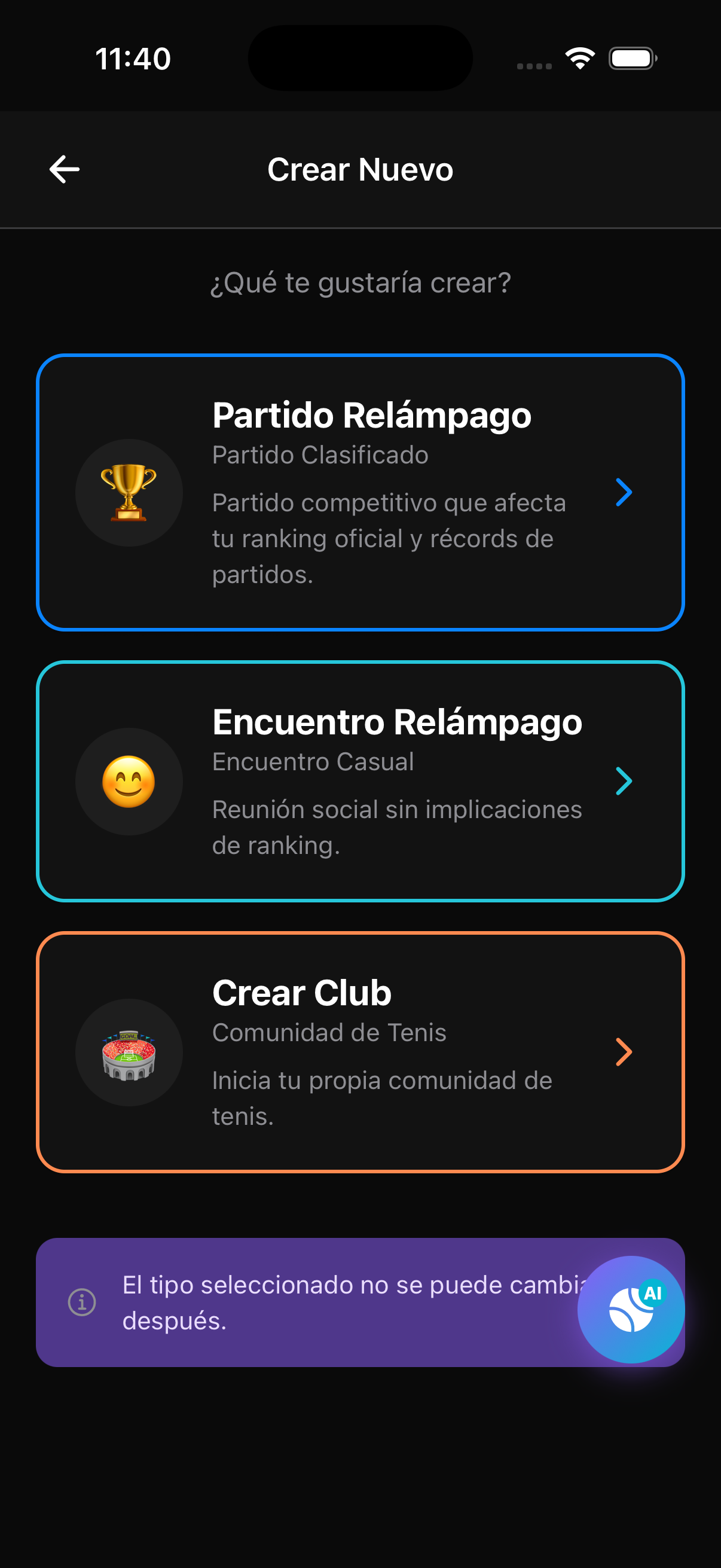 Creación de club - Nombre, Logo, Cancha principal