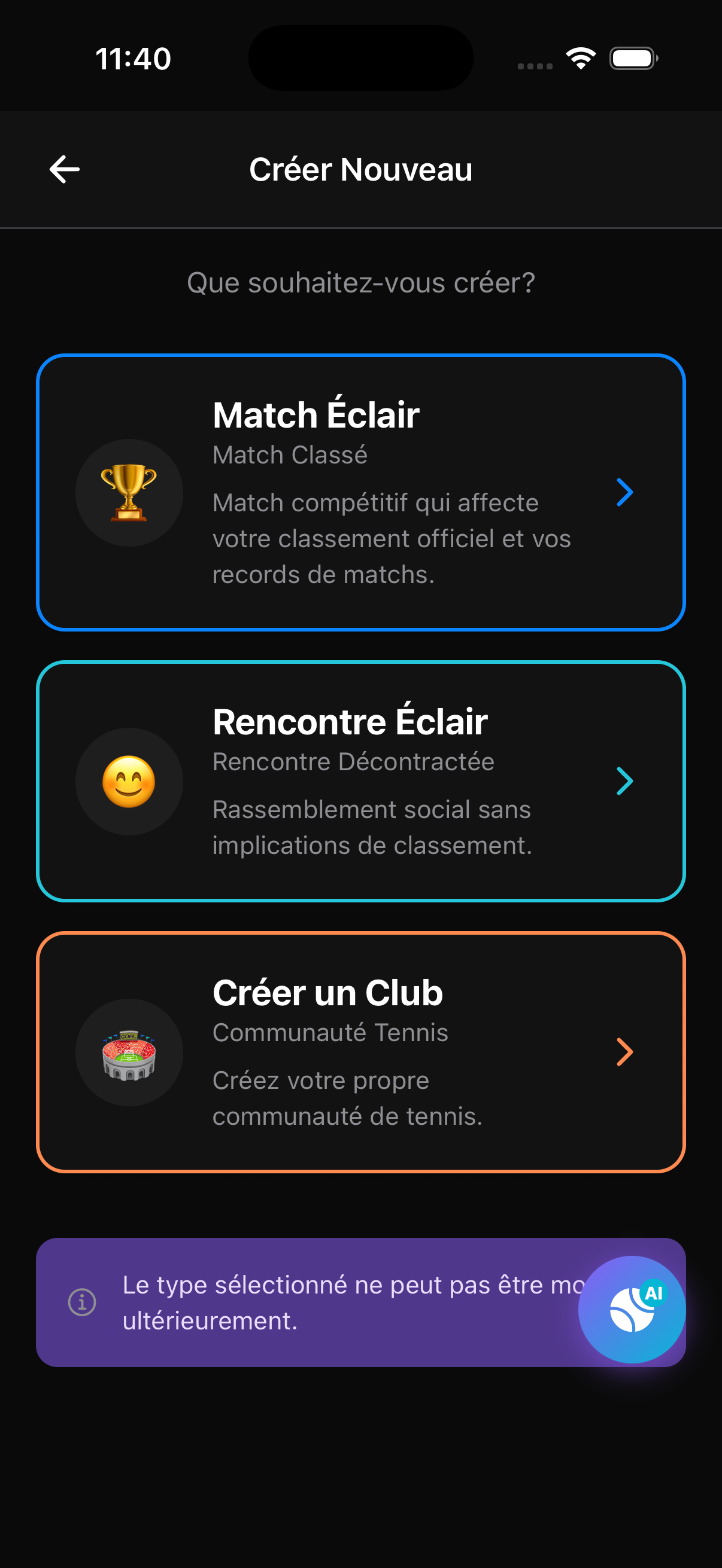 Création de club - Nom, Logo, Terrain principal