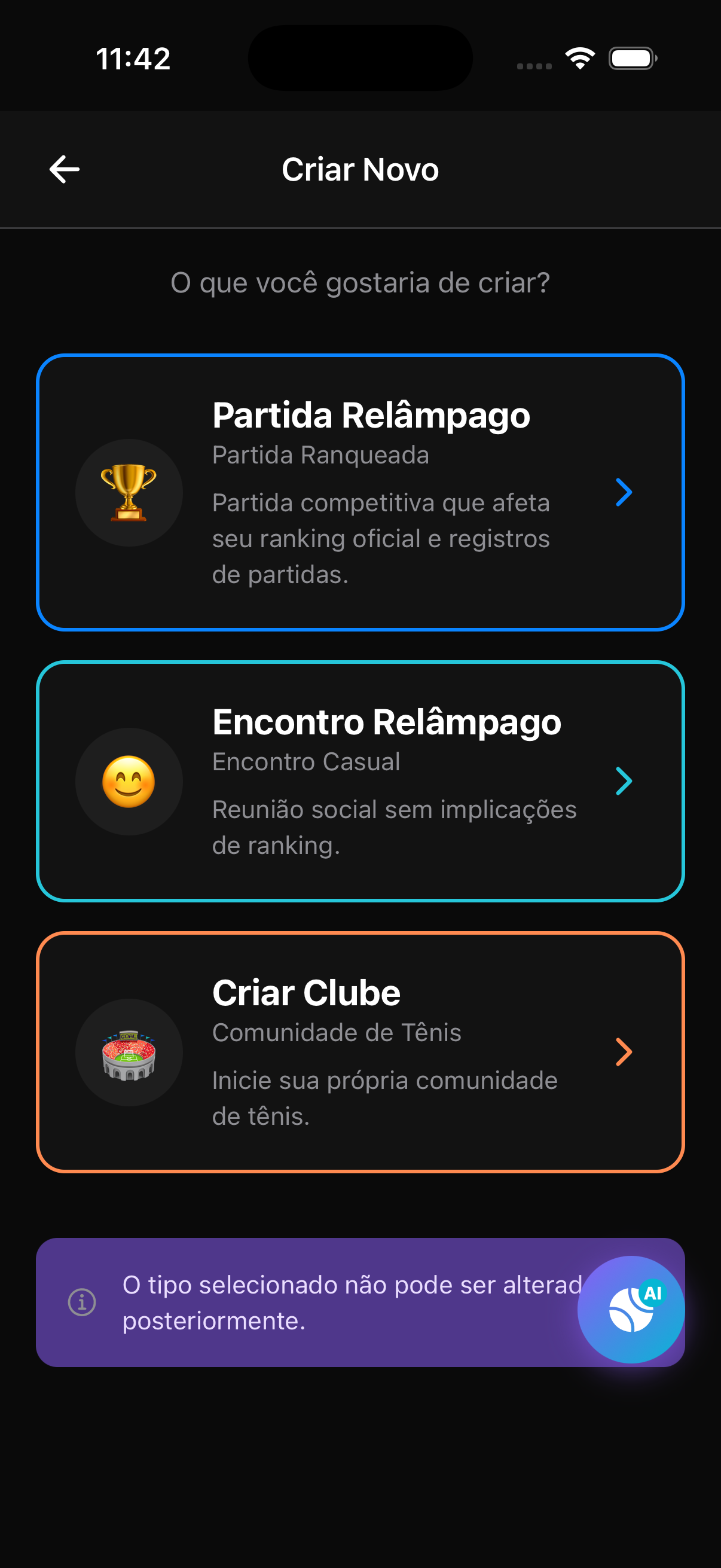 Criação de clube - Nome, Logo, Quadra principal
