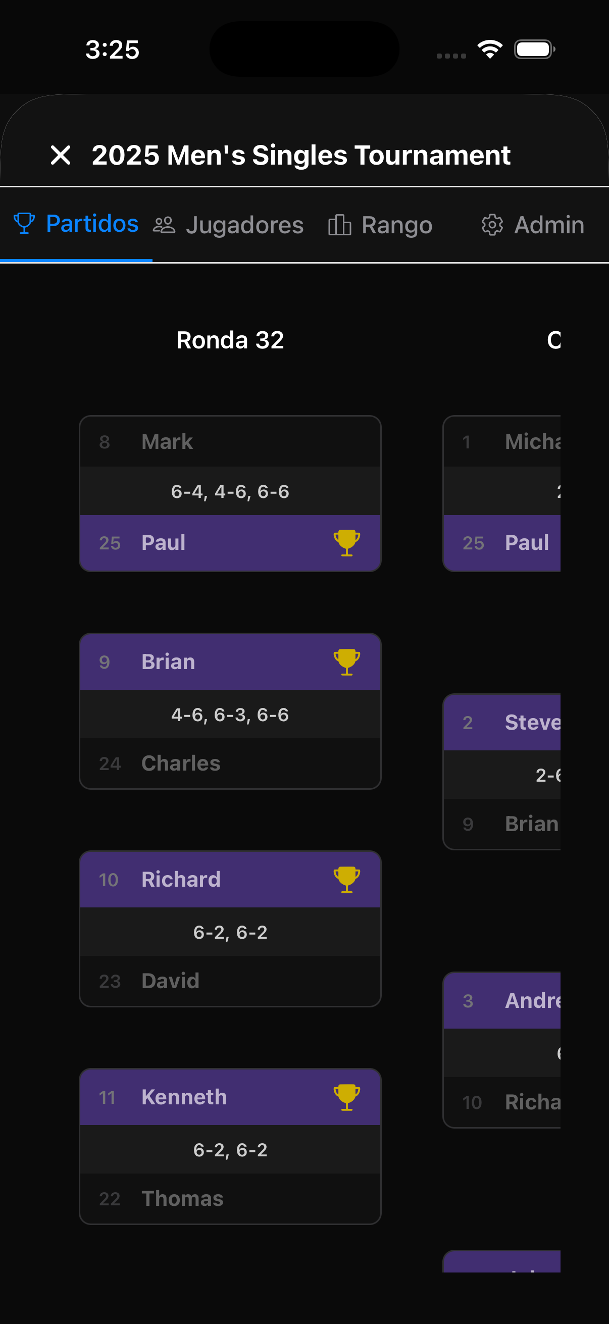 Brackets de torneo auto-generados, Clasificaciones de liga