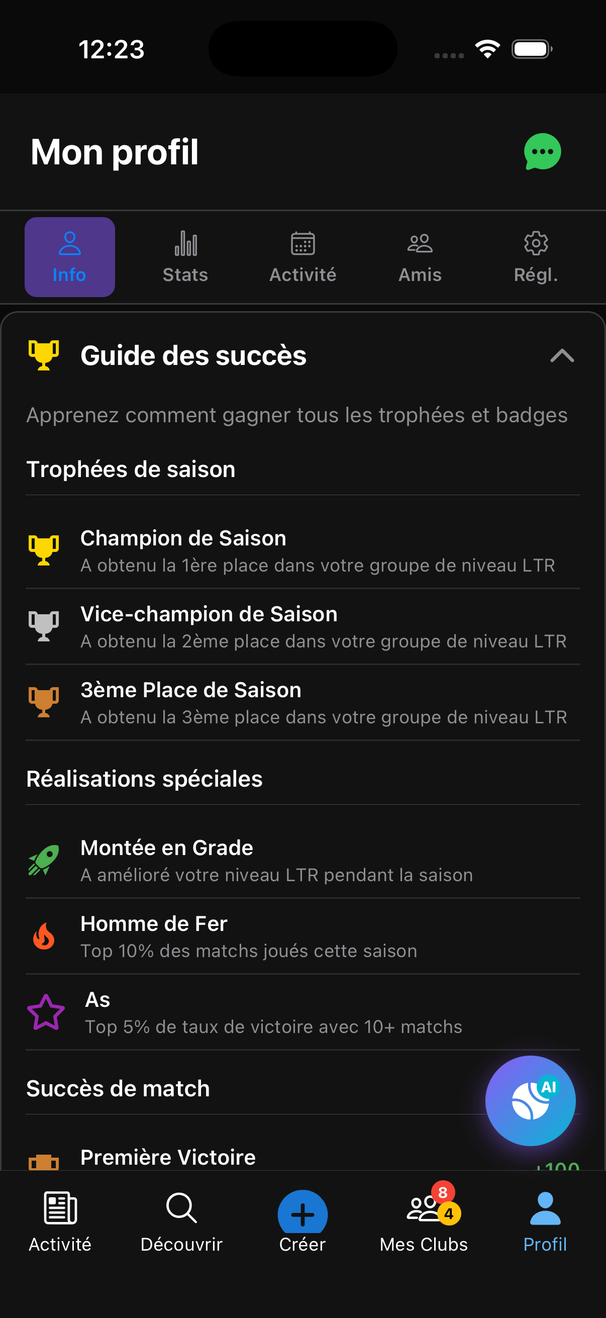 Hall of Fame - Trophées avec noms de club